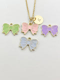 Gold Bowknot Charm Necklace, Bow Charm, Ribbon Charm, N5890