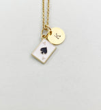 Gold Ace of Spades Charm Necklace, Black Ace of Spades Poker Play Card Jewelry Gifts, N5892