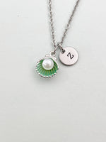 Silver Pearl Green Shell Charm Necklace, N5899