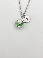 Silver Pearl Green Shell Charm Necklace, N5899