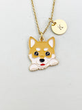 Gold Cute Shiba Dog Charm Necklace, N5905