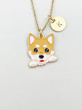 Gold Cute Shiba Dog Charm Necklace, N5905