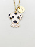 Gold Cute Dalmatian Dog Charm Necklace, N5906
