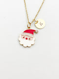 Gold Santa Charm Necklace, Red White, N5910
