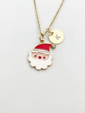 Gold Santa Charm Necklace, Red White, N5910
