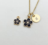 Gold Sakura Flower Charm Necklace, Cherry Blossom, N5912
