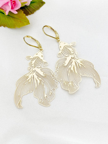 Gold Goldfish Charm Earrings, N5924