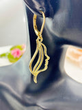 Gold Women Face Long Hair Charm Earrings, N5926