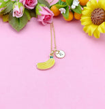 Gold Banana Charm Necklace, Foodie Fruit Jewelry Gift, N5852