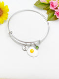 Fried Egg Charm Bracelet, Initial Bangle, N686