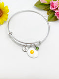 Fried Egg Charm Bracelet, Initial Bangle, N686