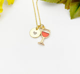 Gold Goblet Red Wine Charm Necklace, Wine Cup Glass Charm, Wine Love Gift, N3294B