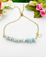 Gold Natura Larimar Bracelet, Natura Larimar Gemstone Jewelry, Necklace Option, N5878A