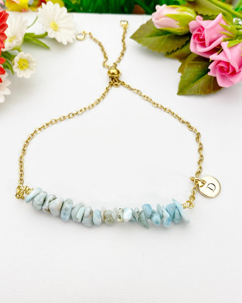Gold Natura Larimar Bracelet, Natura Larimar Gemstone Jewelry, Necklace Option, N5878A
