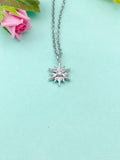 Silver Star Necklace, Star Charm, Snowflake Charm Necklace,