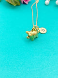 Gold Pig Charm Necklace, Initial Pendant, Personalized Jewelry