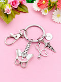 Silver Anatomy Pelvis Bone Stethoscope Caduceus Charm Keychain, Radiologists Gift, Chiropractors, Physical Therapists, N5983