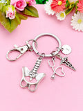 Silver Anatomy Pelvis Bone Stethoscope Caduceus Charm Keychain, Radiologists Gift, Chiropractors, Physical Therapists, N5983