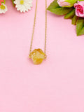 Gold Citrine Necklace, Natural Gemstone Jewelry, November Birthday Gift, N4256