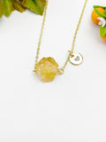 Gold Citrine Necklace, Natural Gemstone Jewelry, November Birthday Gift, N4256