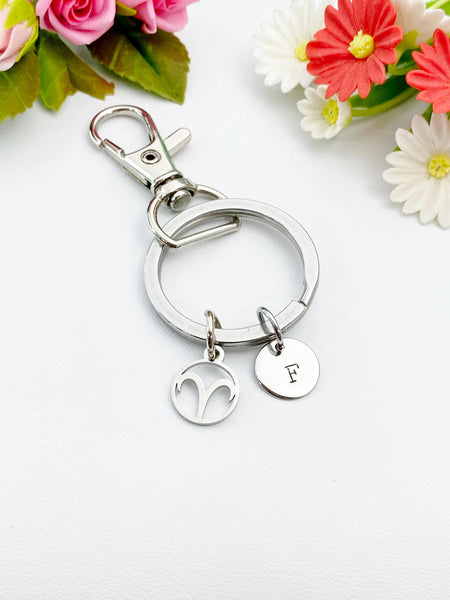 Silver Aries Charm Keychain, Constellation, Zodiac Sign, N5957