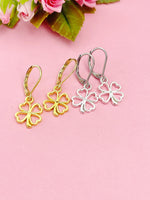 Gold or Silver Plated Shamrock Clover Charm Earrings, Shamrock Clover Jewelry, N2750A