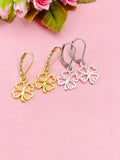 Gold or Silver Plated Shamrock Clover Charm Earrings, Shamrock Clover Jewelry, N2750A