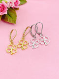 Gold or Silver Plated Shamrock Clover Charm Earrings, Shamrock Clover Jewelry, N2750A
