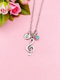 Treble Music Note Necklace, Music Teacher Gift, Music Melody Charm, N5018