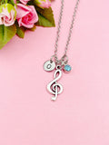 Treble Music Note Necklace, Music Teacher Gift, Music Melody Charm, N5018