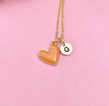 Best Valentine's Day Gifts, Sweet Gifts, Orange Heart Necklace, Personalized Birthday Gift, N4312