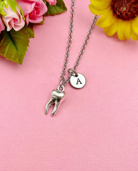 Silver Tooth Charm Necklace, Dentist Gift, N3642