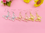 Butterfly Earrings, Gold Silver or Rose Gold Butterfly Charm Earrings, N131K