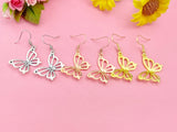Butterfly Earrings, Gold Silver or Rose Gold Butterfly Charm Earrings, N131K