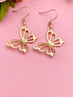 Rose Gold Butterfly Charm Earrings, N131L