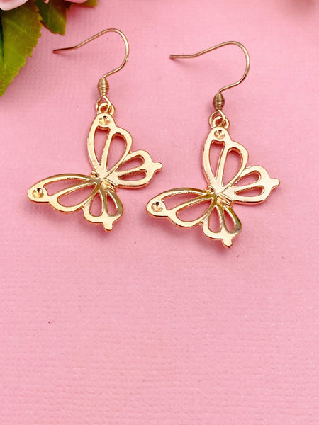 Rose Gold Butterfly Charm Earrings, N131L