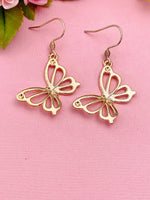 Rose Gold Butterfly Charm Earrings, N131L