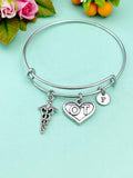 Occupational Therapist Bracelet, OT Heart Caduceus Charm, Graduation Gift, OT Student Gifts, N1351A