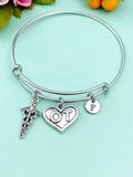 Occupational Therapist Bracelet, OT Heart Caduceus Charm, Graduation Gift, OT Student Gifts, N1351A