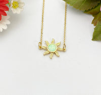 Sunburst Necklace, Gold Sun Opal Necklace, Birthday Gift, N4212