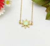 Sunburst Necklace, Gold Sun Opal Necklace, Birthday Gift, N4212