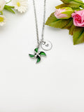 Silver Green Pinwheel Necklace, N5171ES