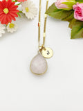 Gold Natural Rose Quartz Necklace, Gemstone Jewelry Gifts, N5337