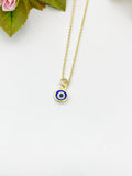 Gold Evil Eye Charm Necklace, Random Colors, N577A