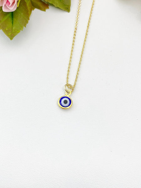Gold Evil Eye Charm Necklace, Random Colors, N577A