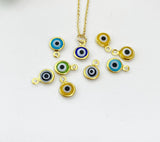 Gold Evil Eye Charm Necklace, Random Colors, N577A