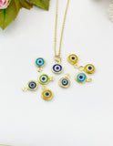 Gold Evil Eye Charm Necklace, Random Colors, N577A