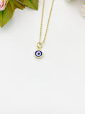 Gold Evil Eye Charm Necklace, Random Colors, N577A