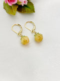 Gold Flower Bud Charm Earrings, Yellow, N5962