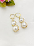 Gold Shell Pearl Charm Earrings, Yellow, N5963